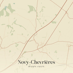 Fototapeta premium Vintage map of Novy-Chevrières, France.