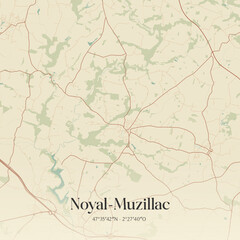 Fototapeta premium Vintage map of Noyal-Muzillac, France.