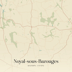 Fototapeta premium Vintage map of Noyal-sous-Bazouges, France.