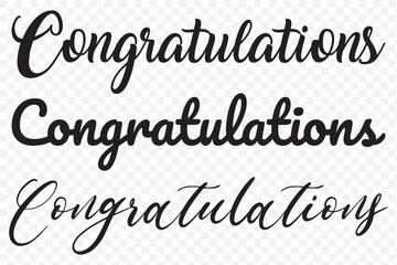 Congratulations calligraphy phrase. Hand drawn ink illustration isolated on Transparent background. EPS 10.
