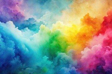 Pastel rainbow hues blend in a minimalist abstract watercolor painting, showcasing fluid acrylics.