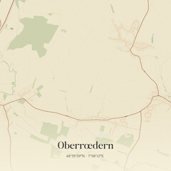 Fototapeta premium Vintage map of Oberrœdern, France.