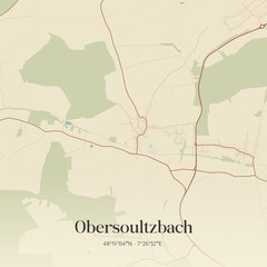 Obraz premium Vintage map of Obersoultzbach, France.