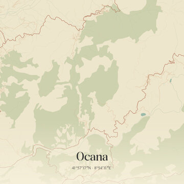 Vintage map of Ocana, France.