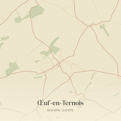 Fototapeta premium Vintage map of Œuf-en-Ternois, France.