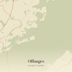 Obraz premium Vintage map of Offlanges, France.