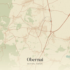 Obraz premium Vintage map of Obernai, France.