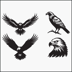 Obraz premium set of vector eagle silhouette