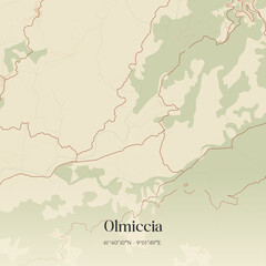 Obraz premium Vintage map of Olmiccia, France.