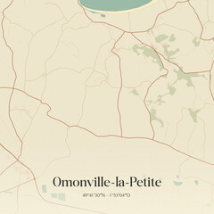 Obraz premium Vintage map of Omonville-la-Petite, France.