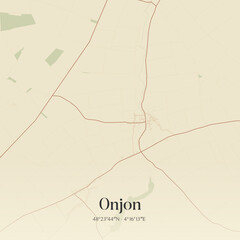 Vintage map of Onjon, France.