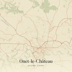 Obraz premium Vintage map of Onet-le-Château, France.