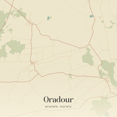 Obraz premium Vintage map of Oradour, France.