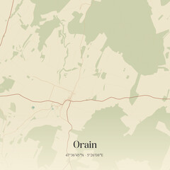 Fototapeta premium Vintage map of Orain, France.