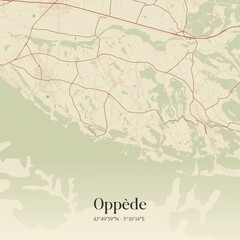 Fototapeta premium Vintage map of Oppède, France.