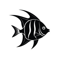 Angelfish (Marine) Silhouette Vector Art and Black Angelfish Fish Design