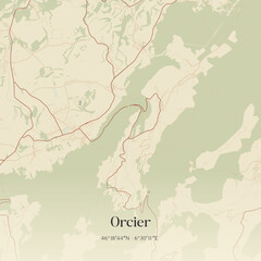 Fototapeta premium Vintage map of Orcier, France.