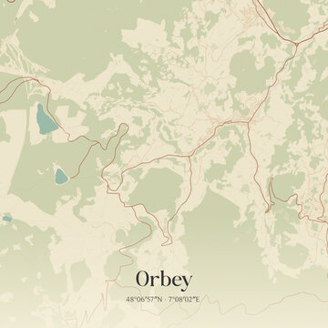 Vintage map of Orbey, France.