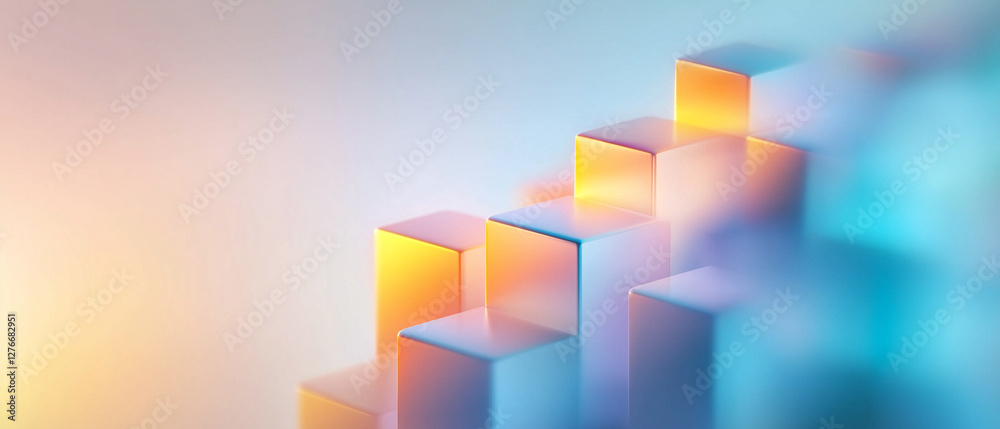 Aufkleber abstract geometric cubes with gradient of warm and cool colors