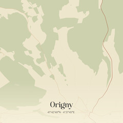 Obraz premium Vintage map of Origny, France.