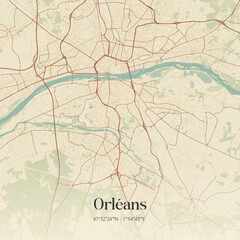 Obraz premium Vintage map of Orléans, France.
