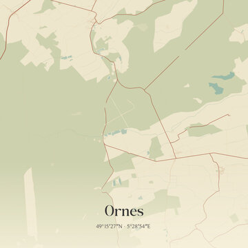Vintage map of Ornes, France.