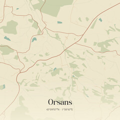Fototapeta premium Vintage map of Orsans, France.