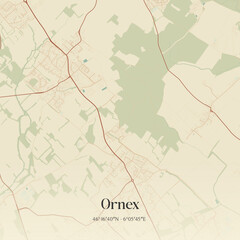 Obraz premium Vintage map of Ornex, France.