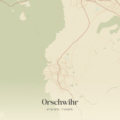 Obraz premium Vintage map of Orschwihr, France.