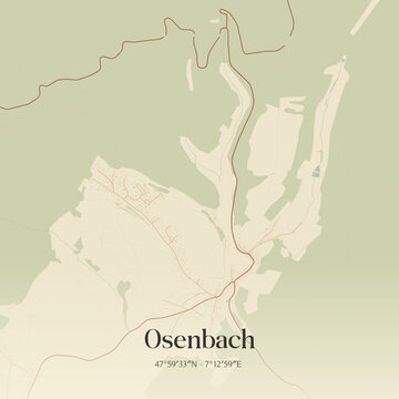 Vintage map of Osenbach, France.