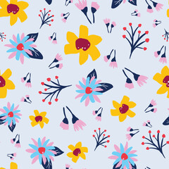 Summer abstract floral seamless pattern design for print wrapping paper, fabric