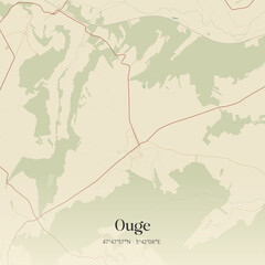 Obraz premium Vintage map of Ouge, France.
