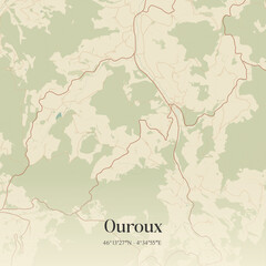 Fototapeta premium Vintage map of Ouroux, France.
