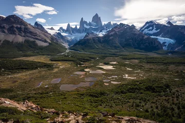 Beautiful Fitz Roy skyline emerging in the horizon of amazin patagonia