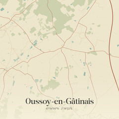 Naklejka premium Vintage map of Oussoy-en-Gâtinais, France.
