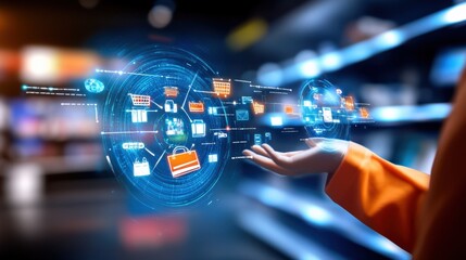 Digital transformation in retail innovative shopping solutions online marketplace infographic virtual environment user perspective