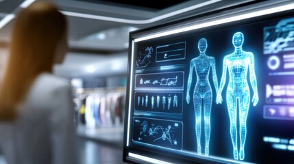 Fototapeta premium Analyzing human anatomy data medical facility digital display modern environment close-up view science and technology insights