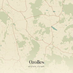 Fototapeta premium Vintage map of Ozolles, France.