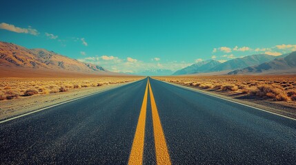 Fototapeta premium Scenic Desert Highway Road Trip Endless Asphalt Road Through Majestic Mountains