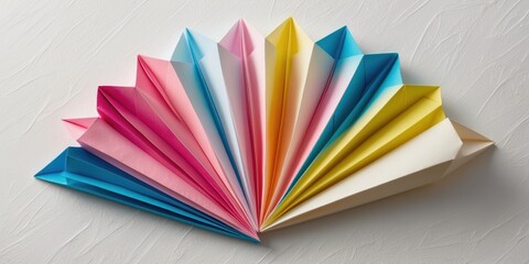 Bright colorful folded origami paper abstract background