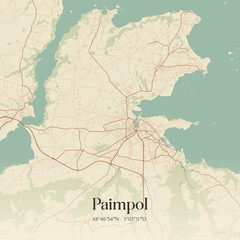 Fototapeta premium Vintage map of Paimpol, France.