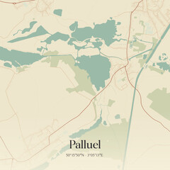Fototapeta premium Vintage map of Palluel, France.