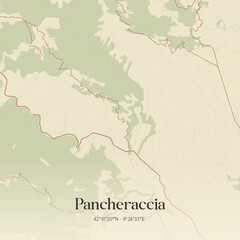 Obraz premium Vintage map of Pancheraccia, France.