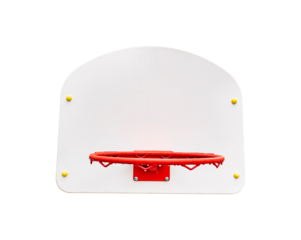 Basketball backboard with ring isolated without background. Basketball ring. Sports tournament. Image for template. Photo for mockup. PNG format. Place for text.