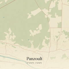 Fototapeta premium Vintage map of Panzoult, France.