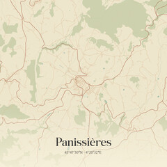 Obraz premium Vintage map of Panissières, France.