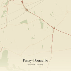 Fototapeta premium Vintage map of Paray-Douaville, France.