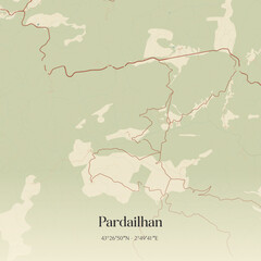 Fototapeta premium Vintage map of Pardailhan, France.