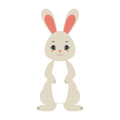 Cute bunny on transparent background. Bunny for postcard.