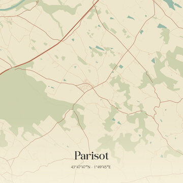 Vintage map of Parisot, France.